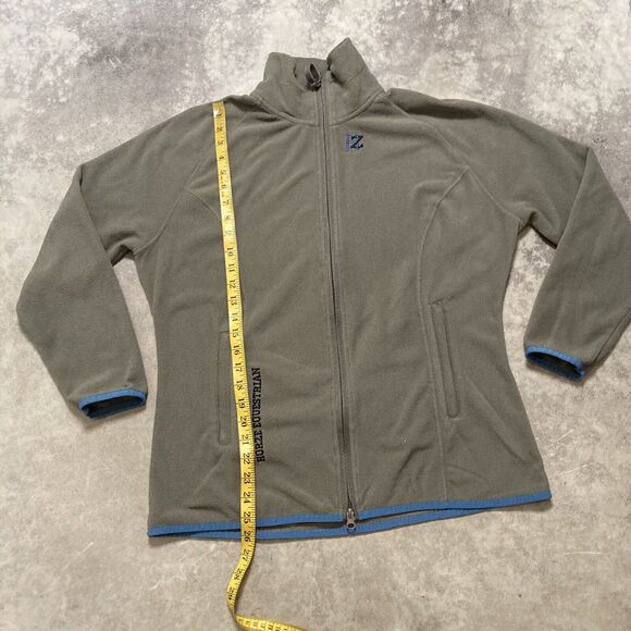 Horze Equestrian Fleece Jacket Womens Size 16 Full‎ Zip Pockets Brown Blue Trim - Picture 6 of 12